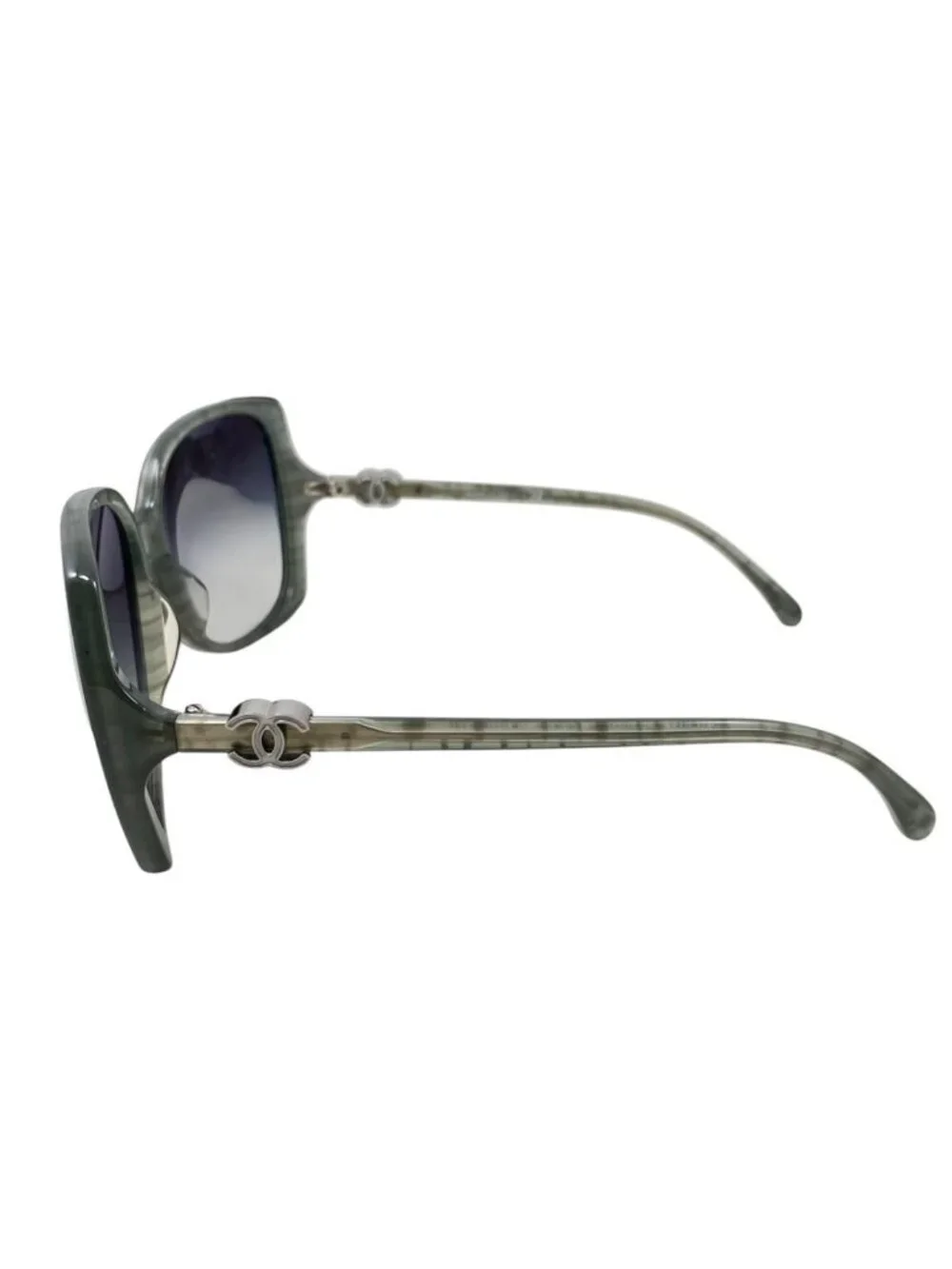 Chanel Sunglasses CC Logo Acetate Green Silver Eyewear
